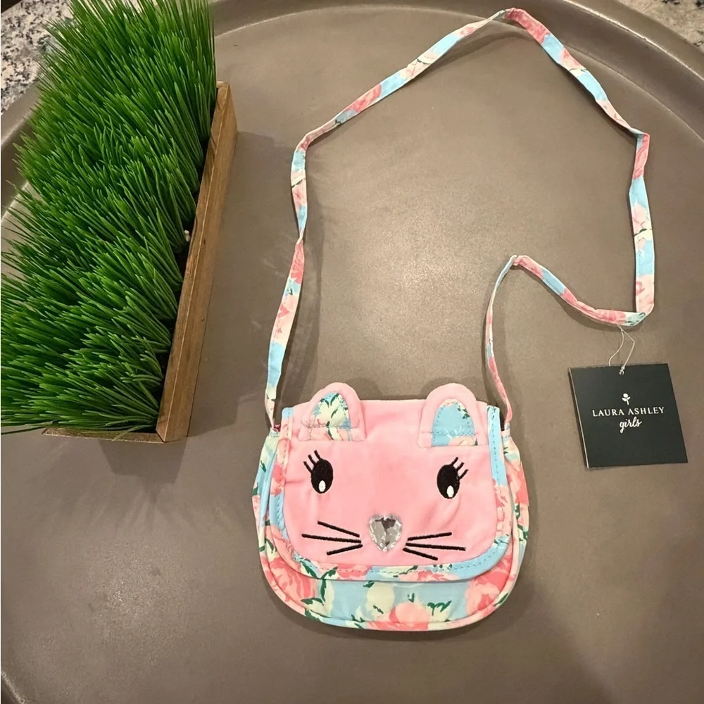 Laura Ashley Pink Floral Cat Kids Bag NWT
